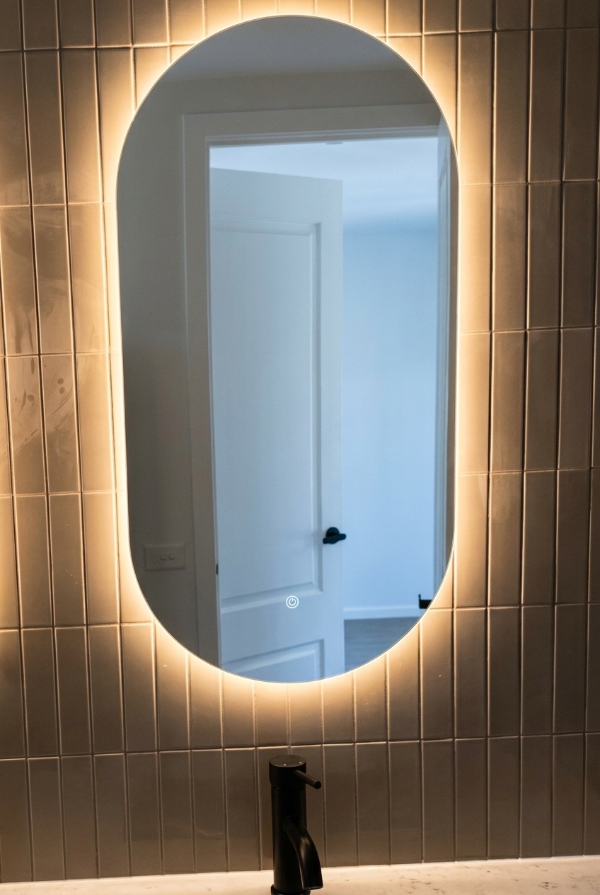 Backlit LED mirror installation